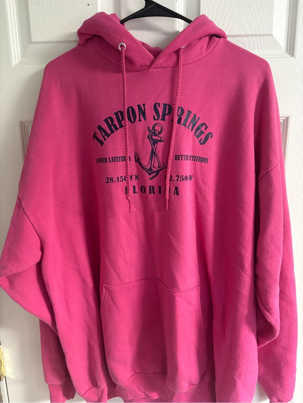 Tarpon Springs Florida Anchor Hoodie - Hot Pink